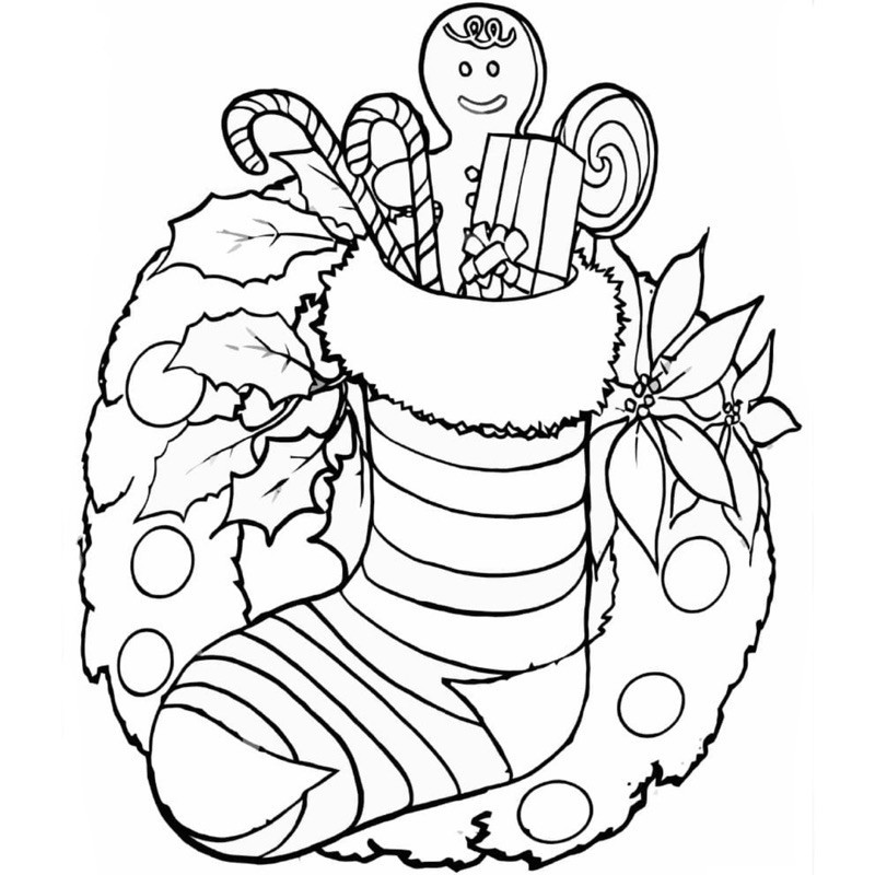 Christmas Stockings - Set of 30 A4 A5 Coloring Pages for Wax and Pencil ...