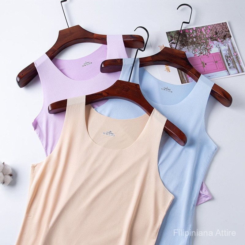 Women Summer Seamless Ice Silk Vest Thin Sleeveless Sling Top for Inner ...