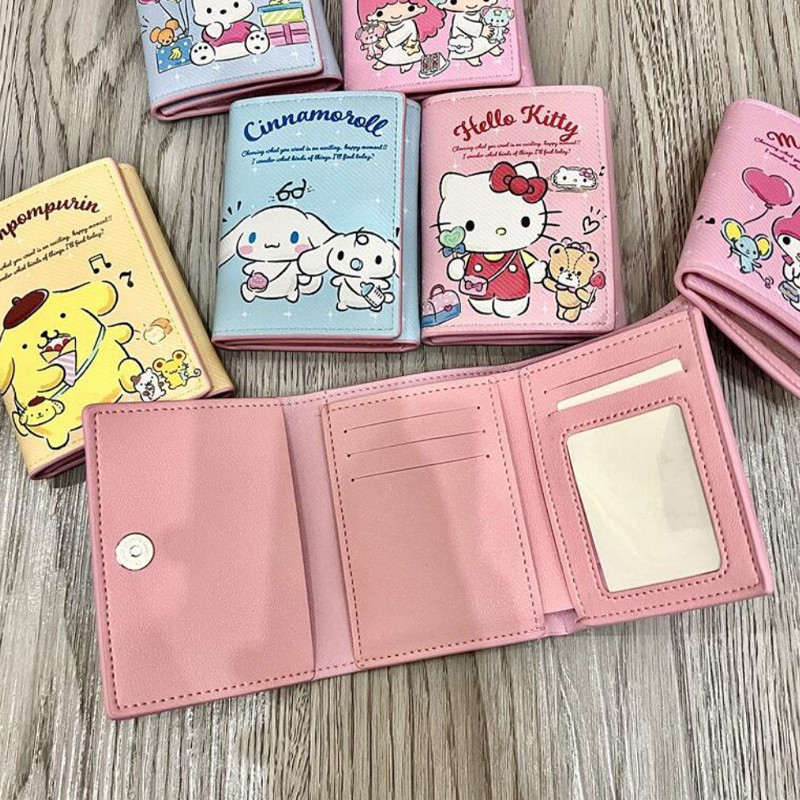 YoYo PU Leather Tri-fold Short Multi-Card Fashionable CuteGirls Mini ...
