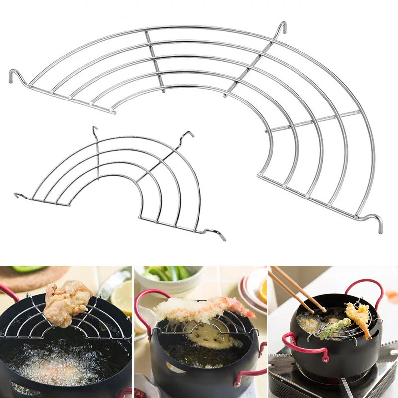 Kitchen Stainless Steel Semi-circular Oil Drain Rack Fried Oil Drip ...