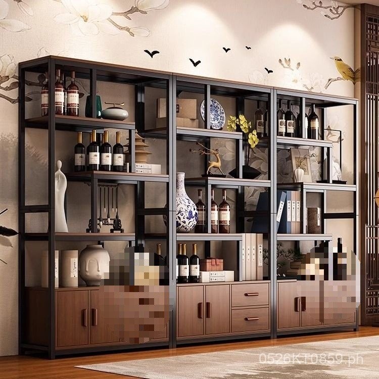 Chinese Style Restaurant Living Room Screen Wine Rack Iron Art Wine ...