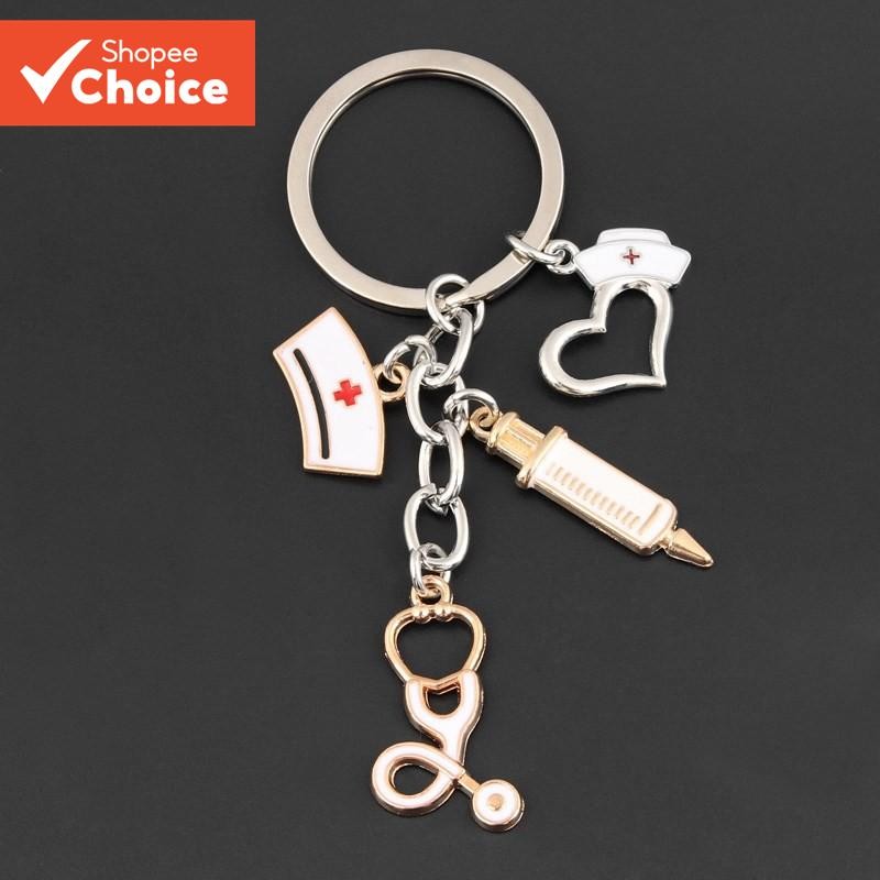 Panted Keychan, Doctor And Nurse Stethoscope Desgn, Durable Acrylc