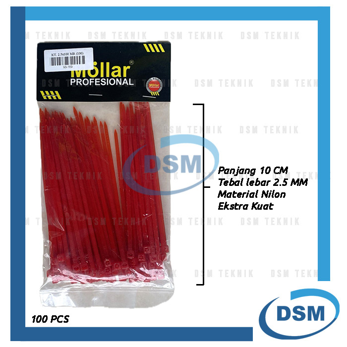 MERAH MOLLAR CABLE TIS 2.5 X 100 MM RED LENGTH 10 CM NYLON CABLE TIES ...