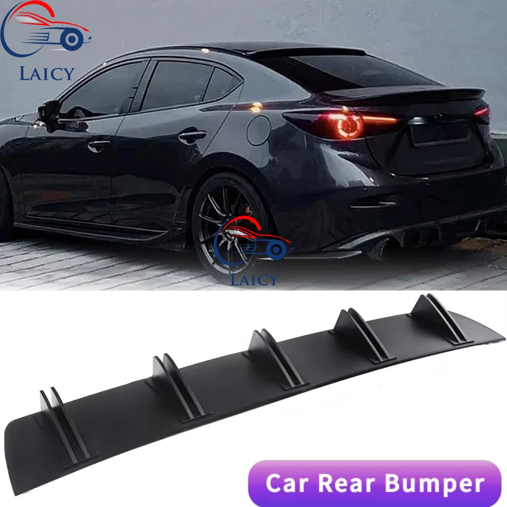 Universal Rear Bumper Diffuser 4-Fin Splitter Lip For Mazda 2 3 5 6 CX-3 CX-5 CX-7 – Black Polyurethane