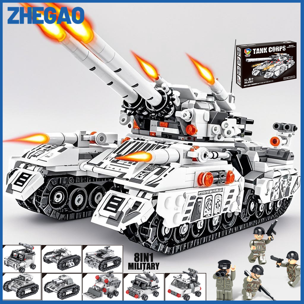 PrabuaranSHOPZHEGAO 1032Pcs Brick Military Combat Tank Model Block ...