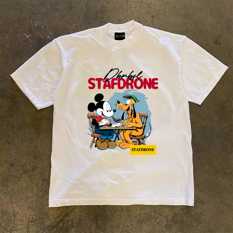 Heavyweight Mickey Mouse Beautiful and Pretty Girl Loose Short-sleeved ...