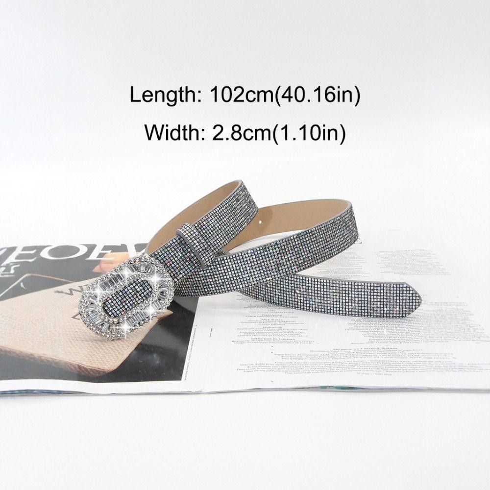 OSIER Sparkling Rhinestone Belt, Luxury Brand Design Bling Bling PU Leather  Belt, Fashion Versatile Glitter Slide Buckle Belt Women | Shopee Philippines