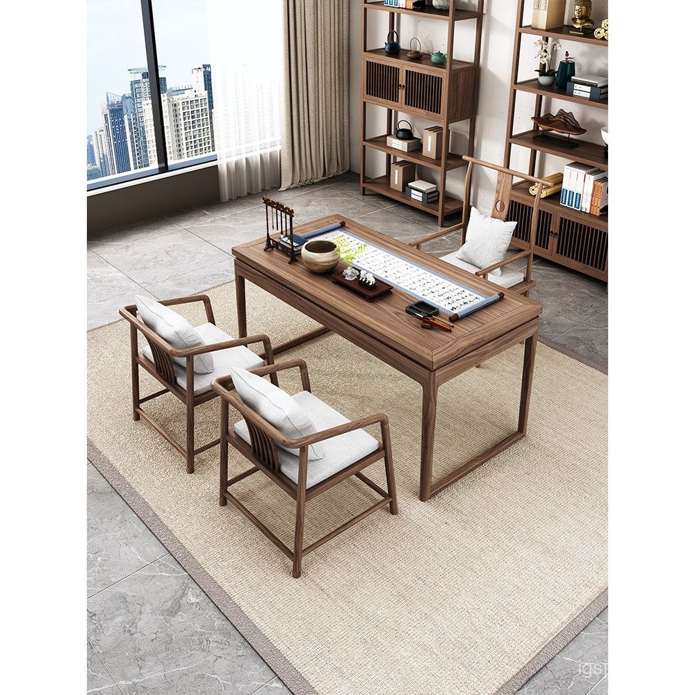New Chinese Style Solid Wood Drawer Desk Office Computer Desk Study ...