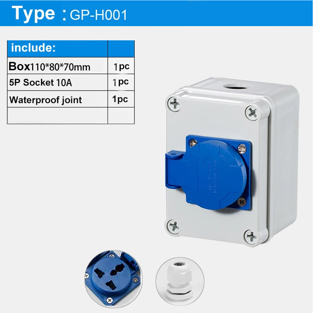 IP65 Industrial Socket - 10A Outdoor Socket Box - Dustproof ...
