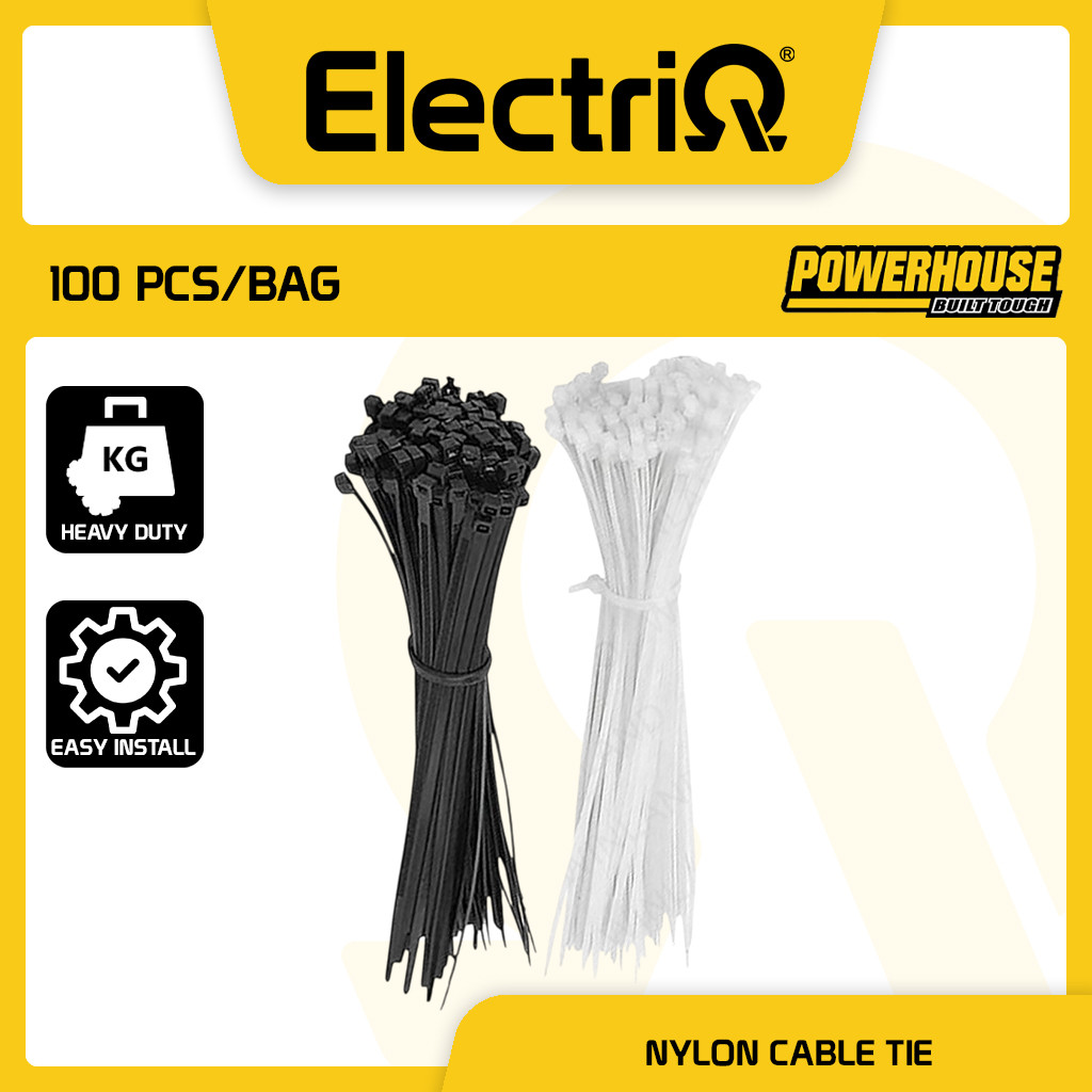 Electriq | Powerhouse 100 pcs/bag Multipurpose Nylon Cable Ties Self ...