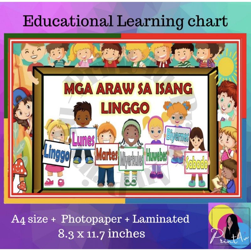 Mga Araw sa Isang Linggo Chart Laminated - Educational Learning ...