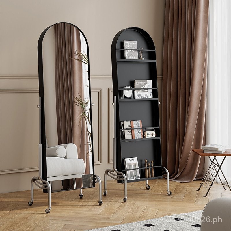 Floor Mirror Bedroom Adjustable Bookshelf Dressing Mirror Magazine Rack ...