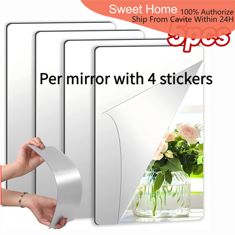 Home DIY HD Acrylic Mirror Wall Sticker Full Body Mirror Stitching ...