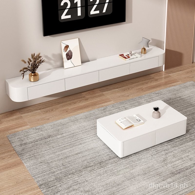 [Upgrade and Widen]Floating TV Cabinet Solid Wood Wall-Mounted Home ...