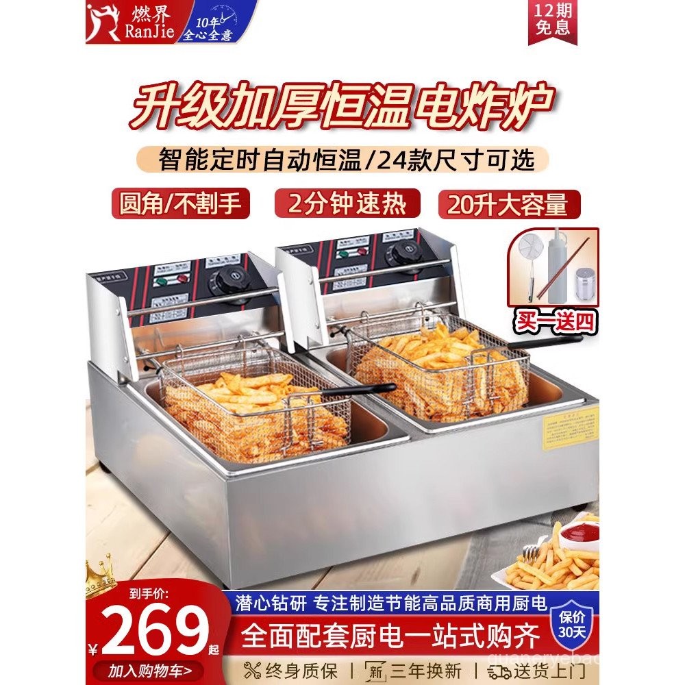 Commercial Deep Fryer Electric Fryer Double Tank Chicken Fillet French ...