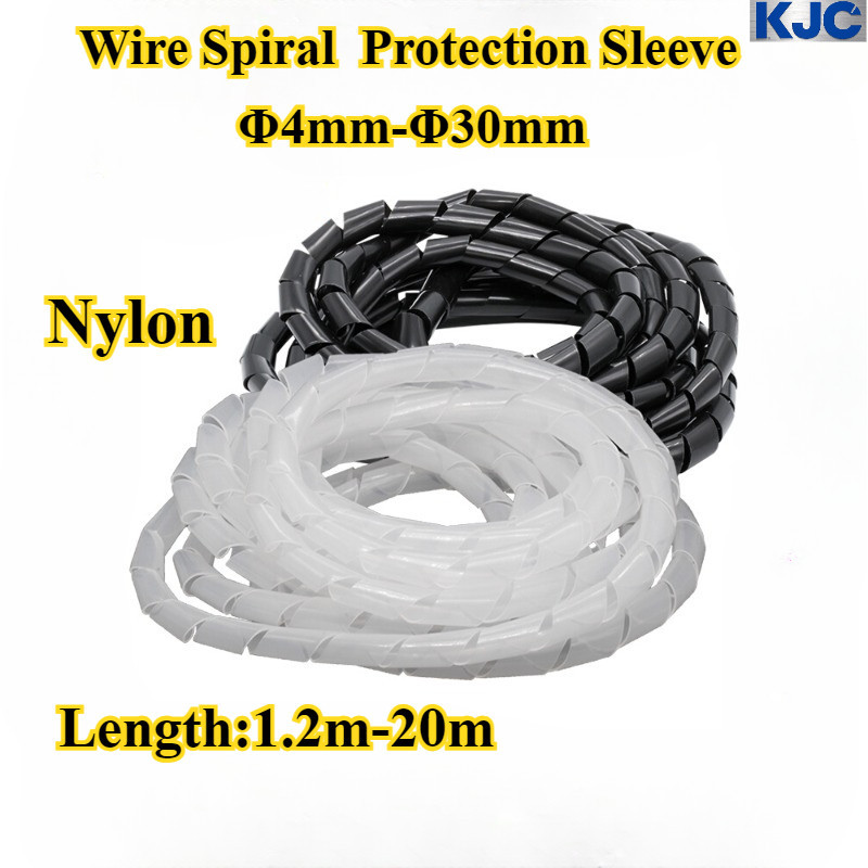 [KJC-GJL] Black/White Nylon, Wire Spiral Protection Sleeve, Φ4mm-Φ30mm ...