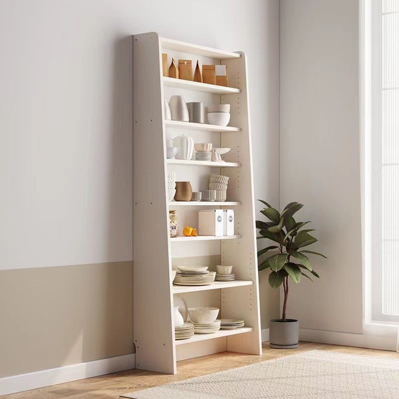 Solid Wood Bookshelf Floor Household Bookcase Ultra-Thin Cloud Ladder ...