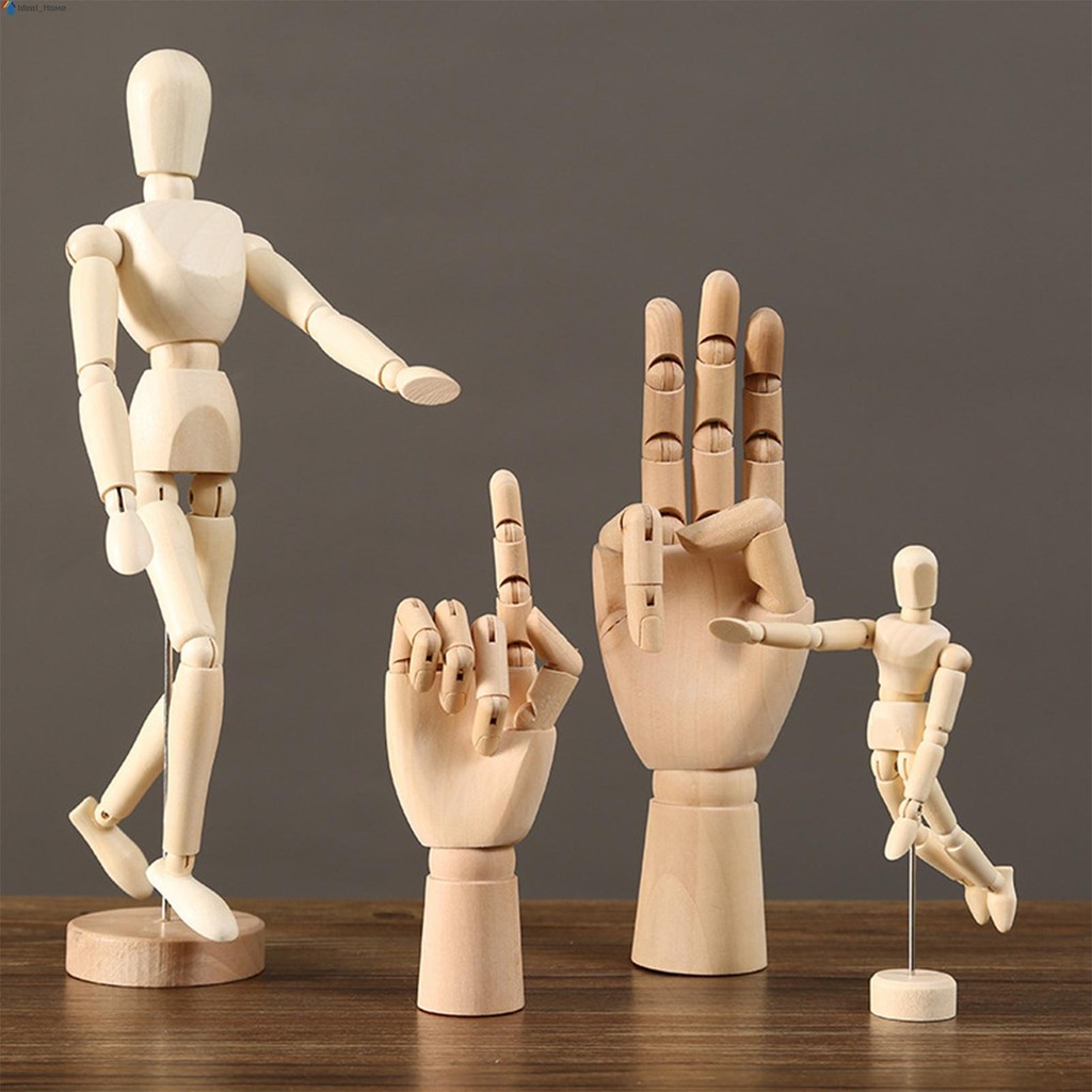 Wooden Human Body Hand Model Movable Joints Drawing Mannequin Figure ...