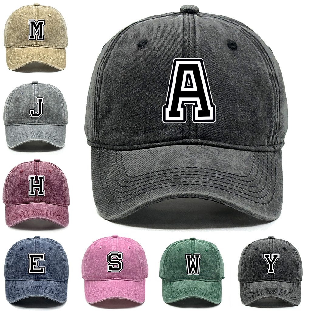 Personalized 26 Alphabet A-Z Hats for Men Women Funny Adjustable Cotton ...