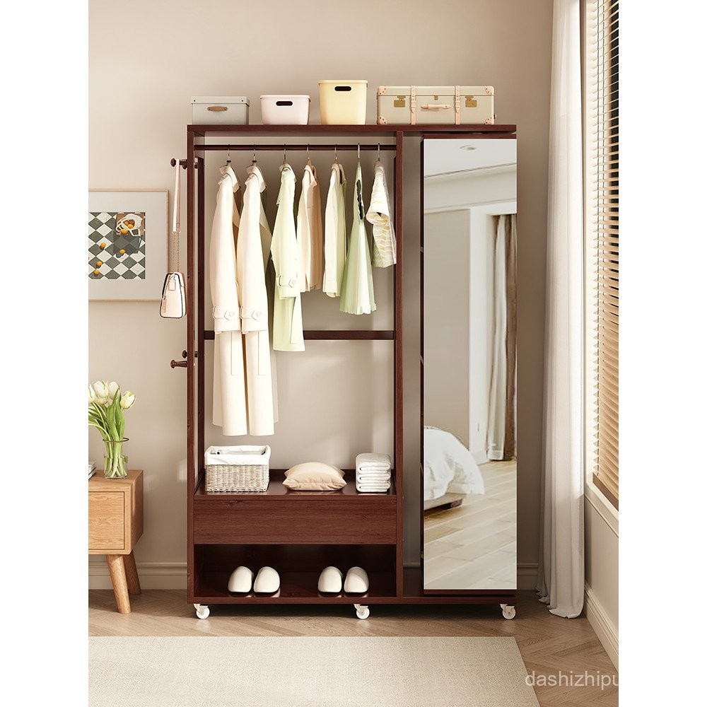 Solid Wood Dressing Mirror and Coat Rack Combination Set ...