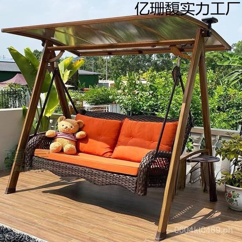 Swing Garden Iron Art Hanging Chair Double Rocking Chair Patio Bedroom ...
