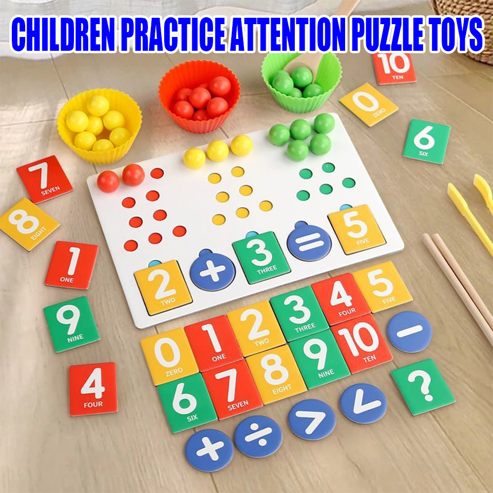 Beads Color Montessori Sorting Math Wooden Game Rainbow Clip Training ...