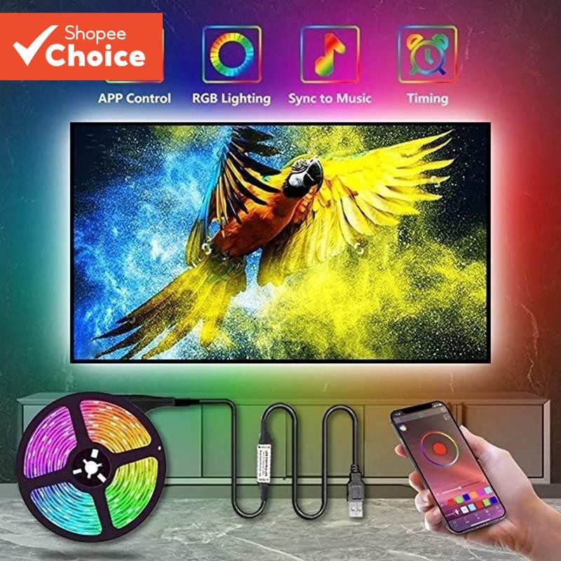 USB LED Strip Lights 5050 RGB 16Colours Changing Warm Led Remote Strip ...