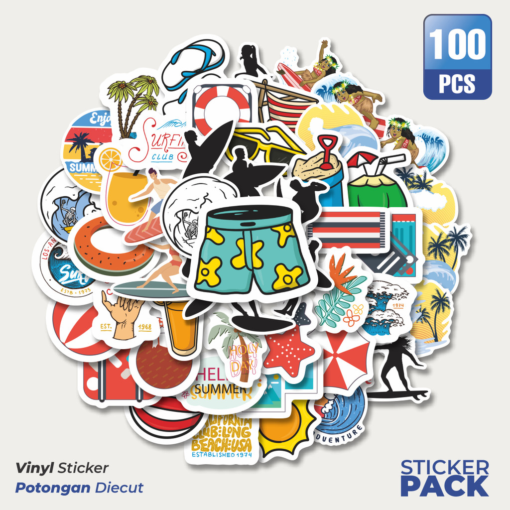 Vinyl Stickers Hawaiian Surfing Tropical Waterproof Aesthetic Stickers ...