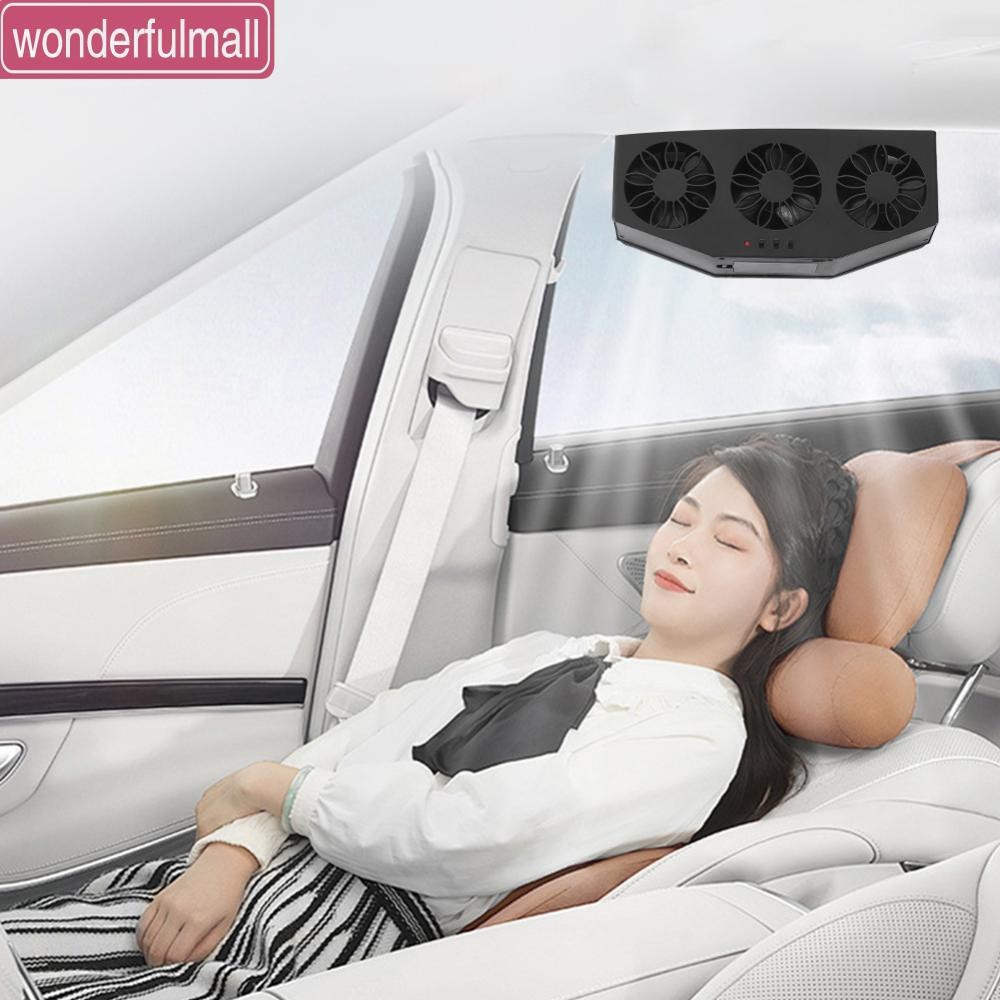 ♚WM♚ Solar Powered Car Exhaust Fan with 3 Air Outlets Car Radiator ...