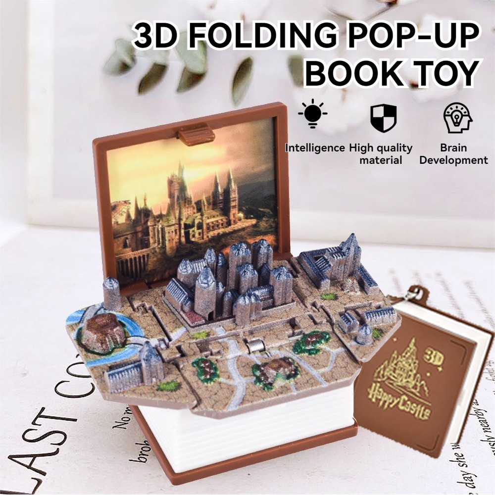 3D Magic Castle Book Keychain Folding Castle Book Keychain Party Finger ...
