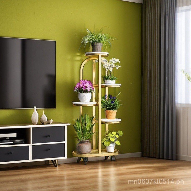 TV Cabinet Flower Pot Stand Balcony Flower Rack Movable Display Rack ...