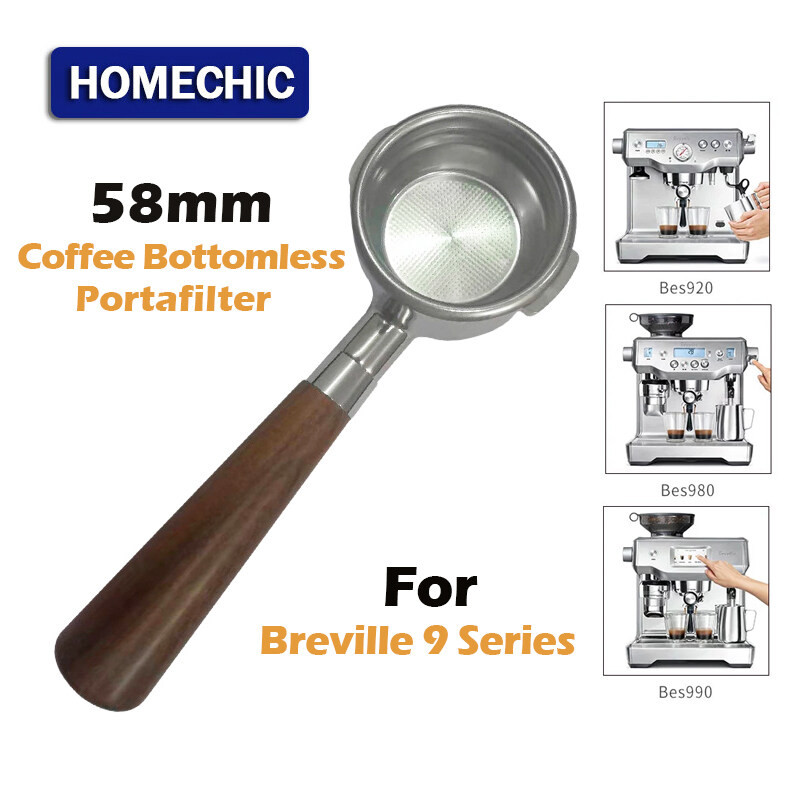 Barista Coffee Tools 58mm Coffee Bottomless Portfiler Handle Wood ...