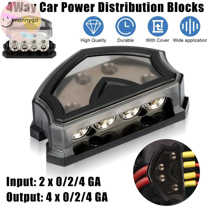 monnygo 4 Way Power Distribution Block, 1/0 Gauge X 2 In 1/0 Gauge X 4 ...