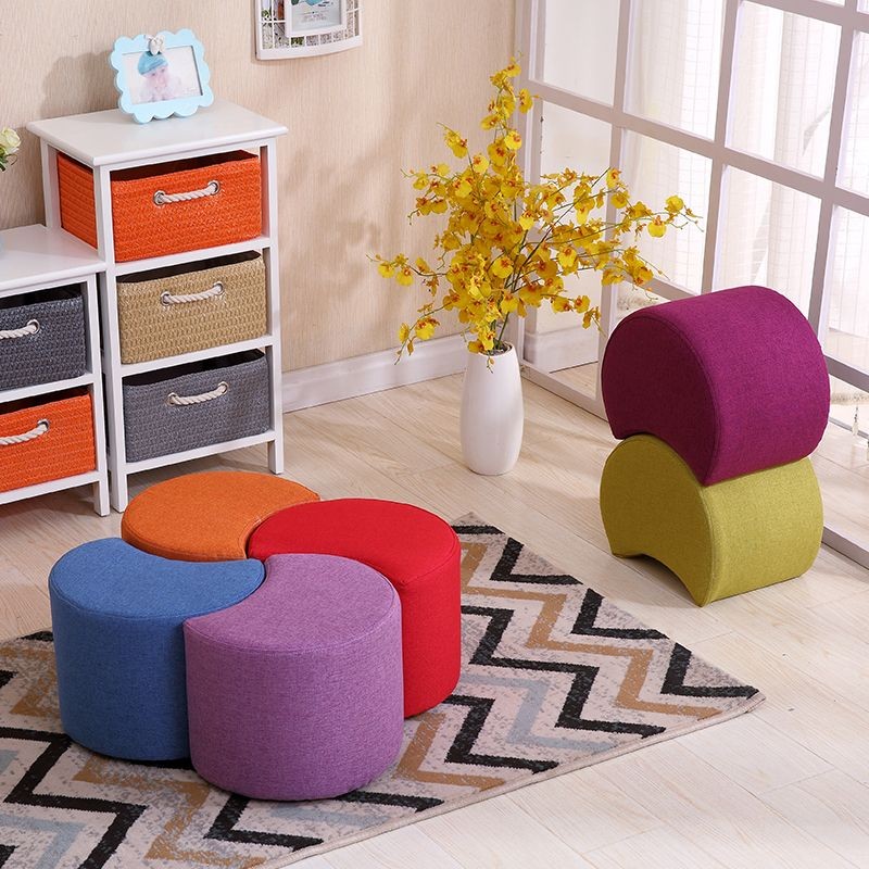 Small Small Stool Adult Household Solid Wood Low Stool Fabric Shoe ...