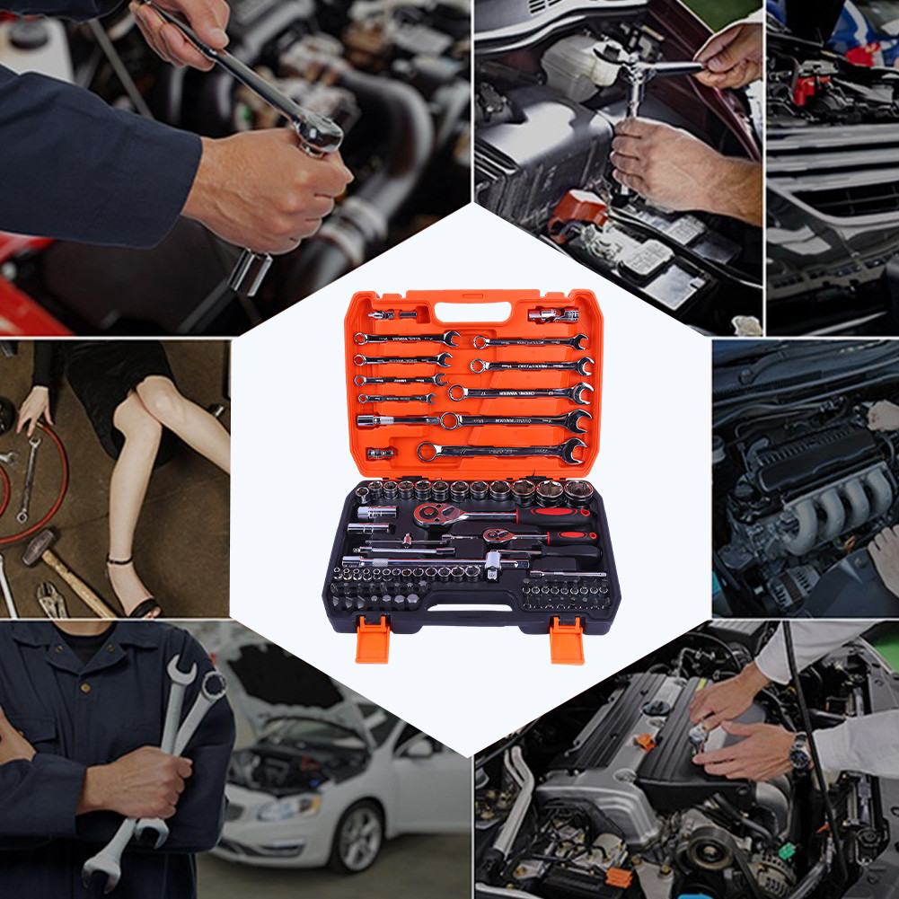 82 PCS Socket Wrench Set Ratchet Wrench Set with Bit & Connector ...