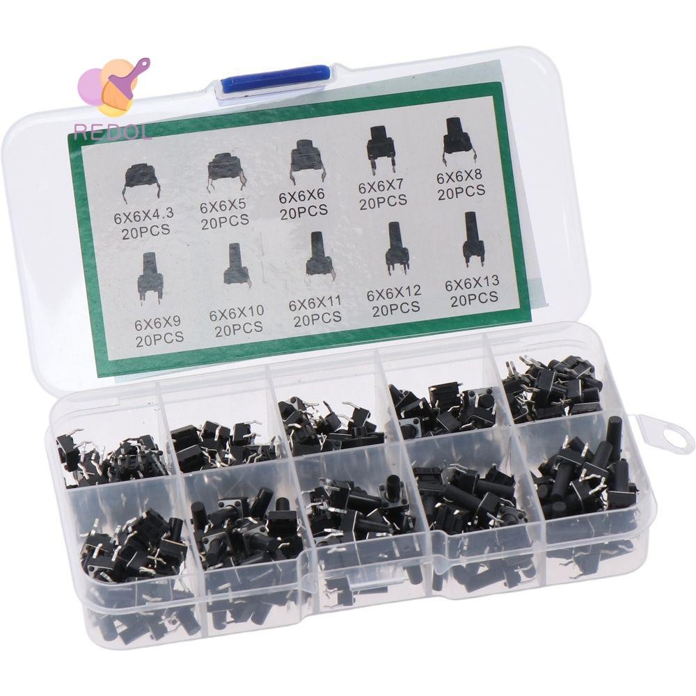 REPKG 200Pcs Micro Momentary Switch, 4 pin 6x6 mm Tactile Push Button ...