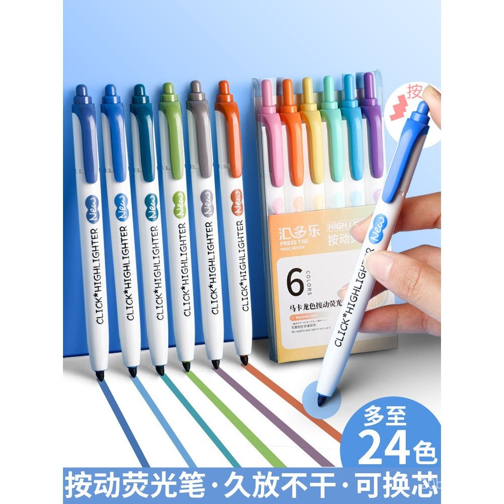 Retractable Highlighter Pen Colorful Note Marking Writing Set Easy ...