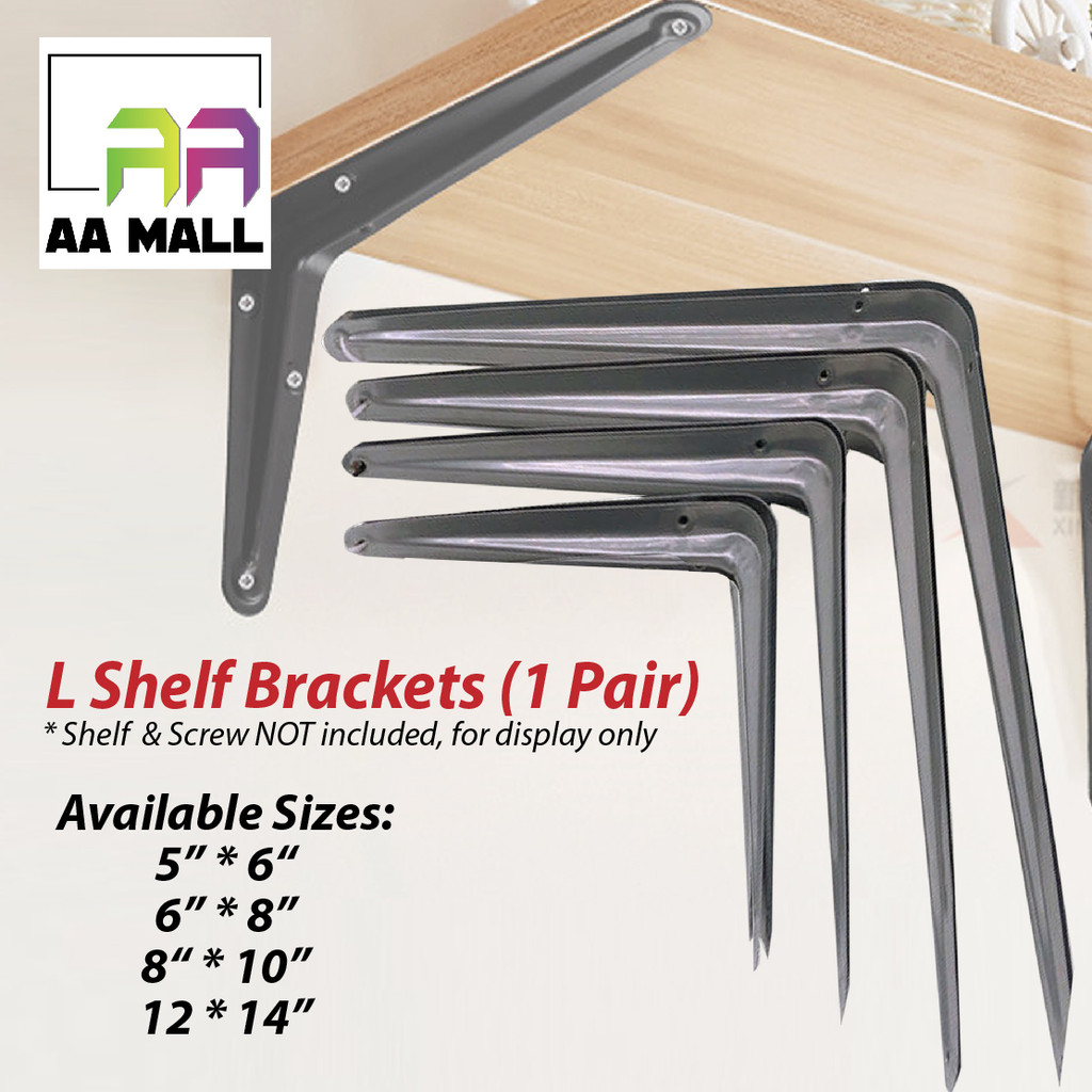 Home Storage L Bracket Light Duty Grey Wall Shelf Brackets Racks ...