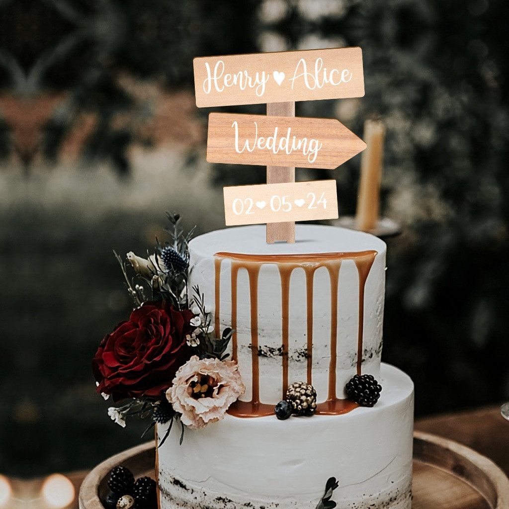 Party to Be Personalized Rustic Wedding Cake Topper in Wood Custom ...