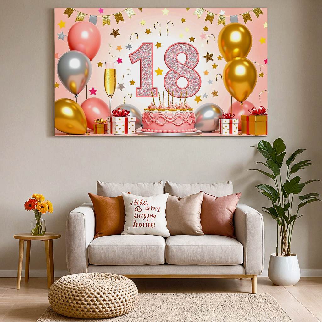 Happy 18th Birthday Gold Silver Rose Color Banner Cheers to 18 Years ...