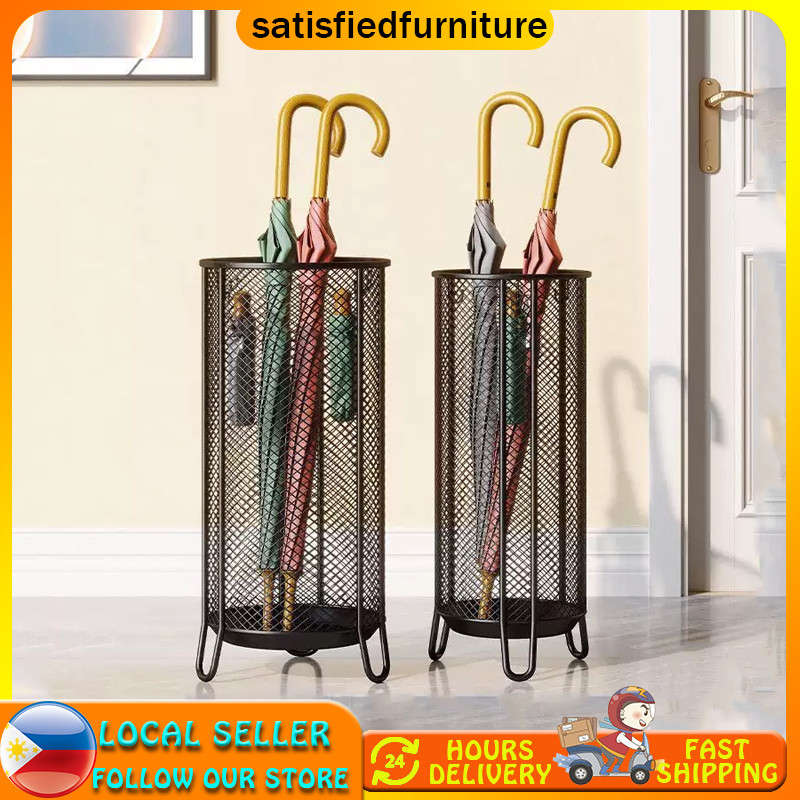 Gorgeous Metal Umbrella Storage Rack with Hooks Umbrella Bucket ...