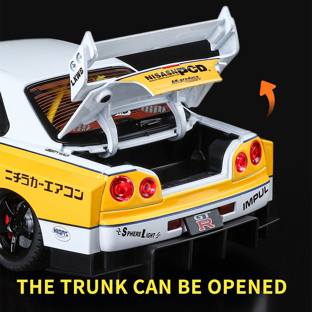 自動車 NISSAN GTR ニチラカーエアコン KLT 1 18 Nissan GTR R34 Diecast Model Car Alloy