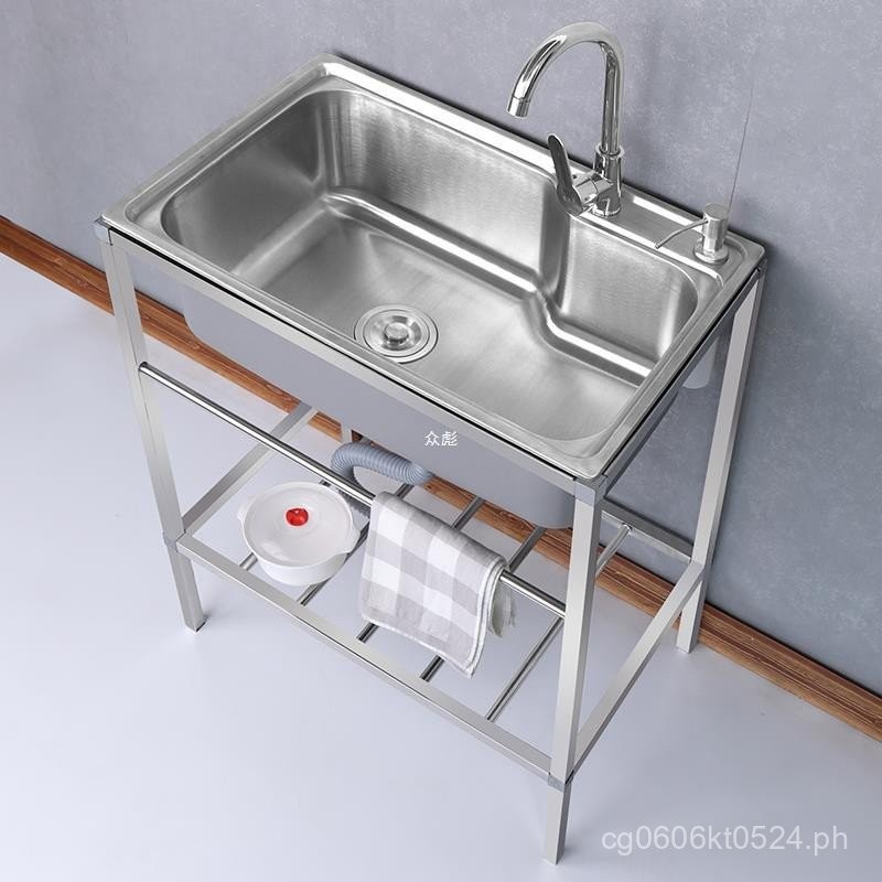 Sink zb Stainless Steel Kitchen Single Bowl Sink with Rack, Large Wash ...