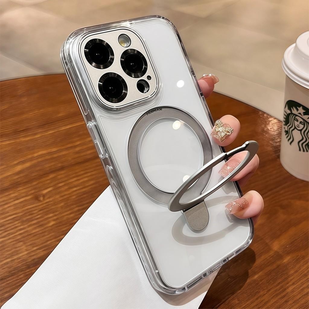 New Casing luxury Magnetic Transparent hard case with Built-in stand ...