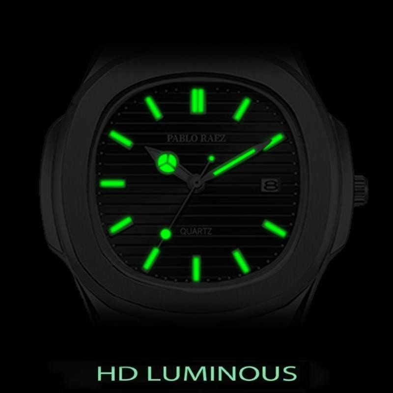 PABLO RAEZ Men’s Square Watch | Waterproof | Stainless Steel Strap ...