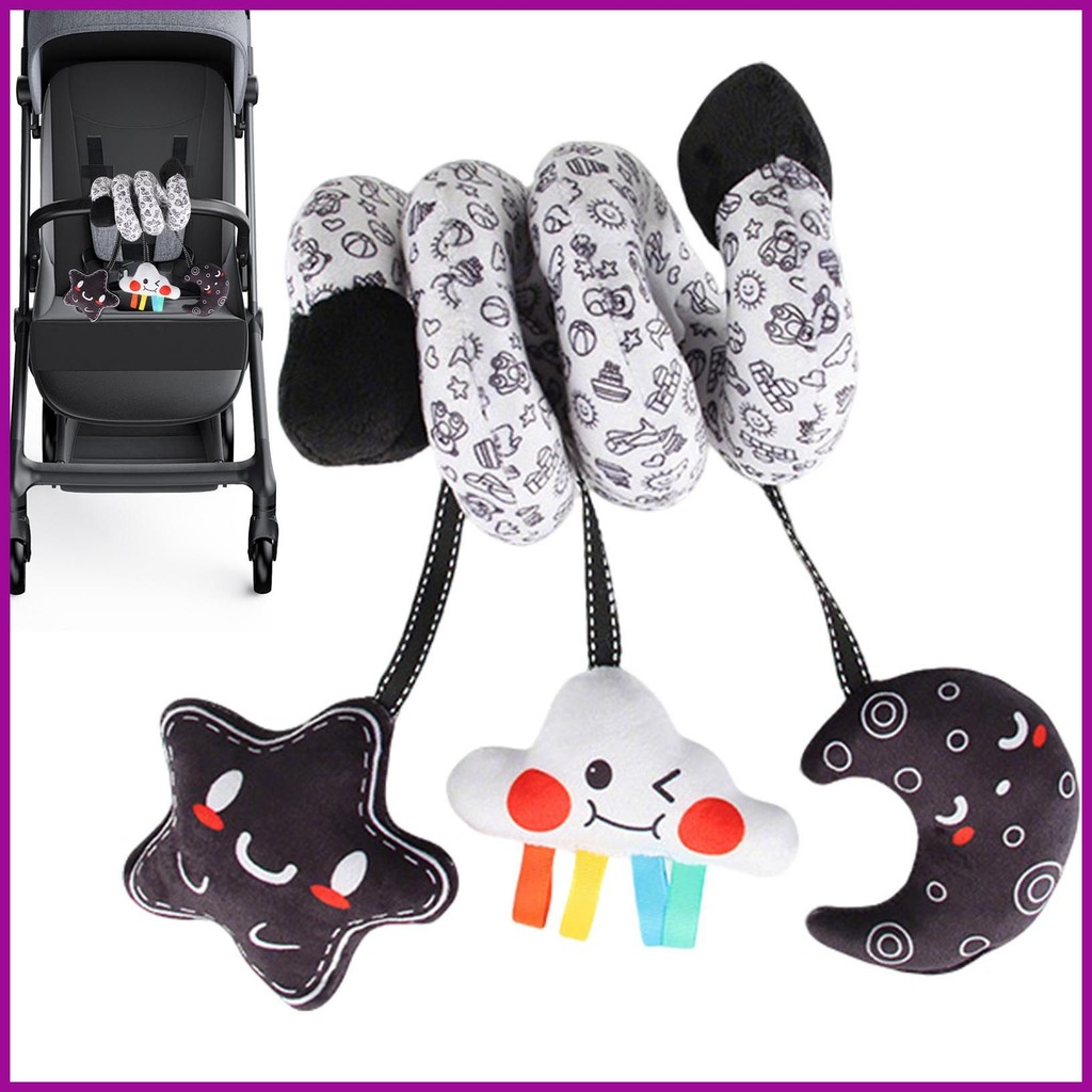 Stroller Activity Plush Toy High Contrast Sensory Plush Toy with Bell ...