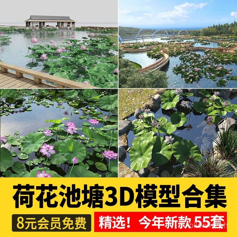 Lotus Pond3D Model Library Koi Fish Lotus Lotus Leaf Park Lake ...