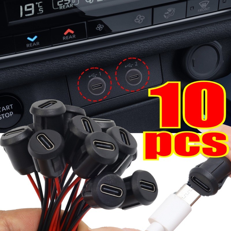2 Pin Female Socket Connector - 3A 5V Type-C Charging Port Socket ...