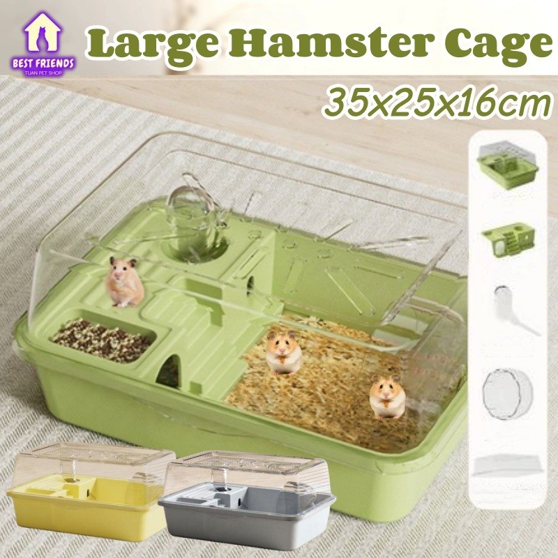 Hamster Cage with Running Wheel Water Bottle Food Basin Hamster House ... - Mega Cage For Hamsters Running