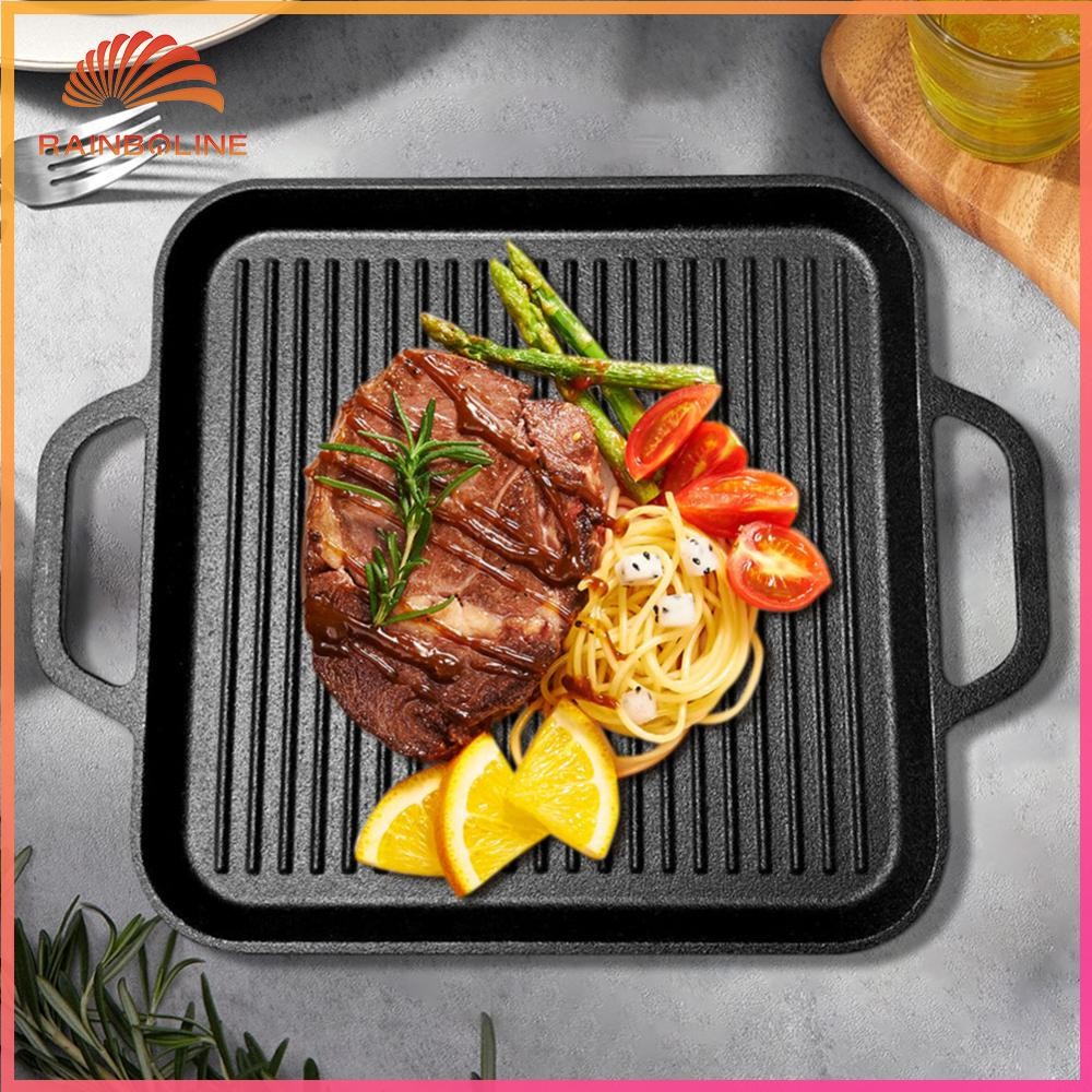 Rain 11in Cast Iron Griddle Reversible Griddle Pan Square Skillet Flat ...